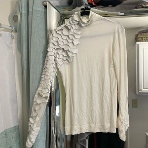 Mermaid sleeve  Long Sleeve Turtleneck With Faux Leather Top